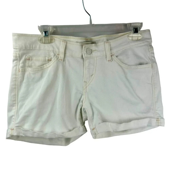 Levi's Pants - Levi's Denim Jean Shorts Women 27 White Stretch Low Rise Shorty Cuff Hem Booty